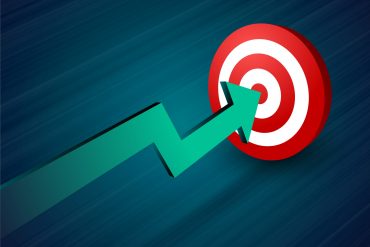 arrow moving towards target business concept background